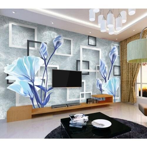 Custom 3D floral wallpaper, warm and elegant blue flowers for the living room bedroom TV background wall papel de parede