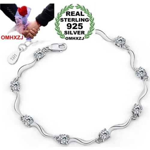 OMHXZJ Wholesale Fashion present High Quality AAA Zircon Amethyst 925 Sterling Silver purple Gift Women Bracelets Bangles SZ26