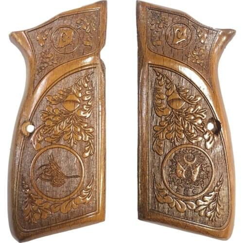 Browning 14'lü Ottoman Monogram, Coat Of Arms and Moon Star Embroidered Wooden Grip