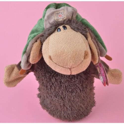 Plush Toys Alpaca Hand Puppet Classic Cute Cartoon Animals Wear a hat Sheep Hand Puppet Baby Kids Early Teaching Plush Toys