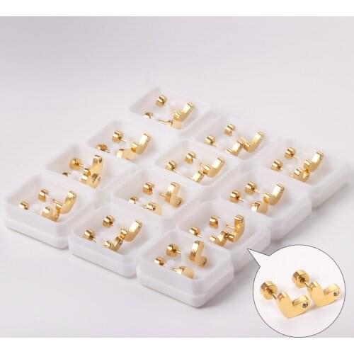316L Stainless Steel 12 Pairs/lot Sweet Heart Earrings Gold Color with Cubic Zirconia Tiny Ear Stud for Women Gift Jewellery