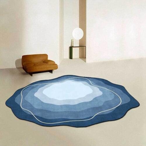 Modern Simple Style Carpet and Rug Irregular Shell Fan Shape Gradient Red Brown Blue Gray Livingroom Bedroom Anti Slip Floor Mat
