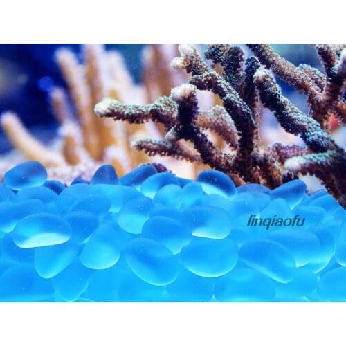 Glass stone fish tank decoration landscaping, blue glass colored stone crystal transparent blue stone