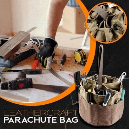 Upgrade Tool Bags Leather Craft Parachute Bag Multi-Pocket Tool Storage Woodworking Repail Drawstring Handbag Tool Organizer