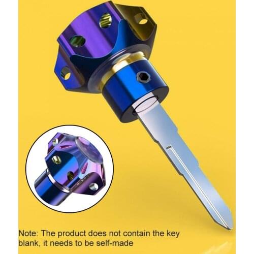 Universal Motorcycle CNC Key Cover Hexagon Burned Titanium Key Head Case Shell Cafe Racer Modified Burn Blue Key Bit Accessories