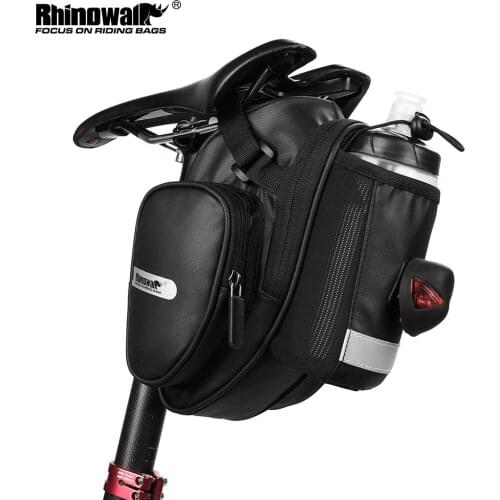 Rhinowalk Bicycle Bag Waterproof Bike Saddle Bag Large Capacity for MTB Bike Rear Seatpost Water Bottle Holder Repair Tools Bag