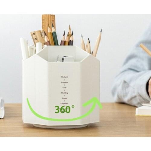 Rotating Pen Holder Large Capacity Desktop Stationery Organizer Multifunction Creative Pencil Storage Box Student Stationery Box