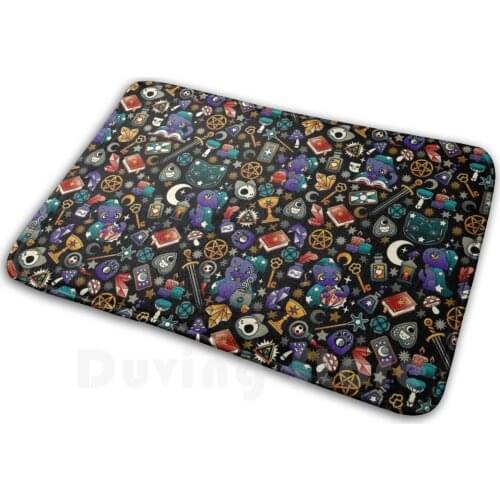 Witchy Cat Occult Pattern Soft Non-Slip Mat Rug Carpet Cushion Occult Ouija Witch Spooky Cat Black Cat Tarot