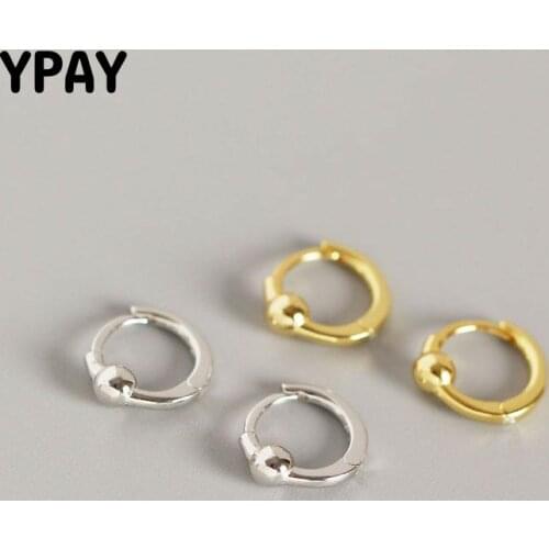 YPAY 100% Pure 925 Sterling Silver Hoop Earrings for Women Small Bead Circle Earring Brinco Fine Jewelry Christmas Gifts YME559