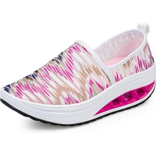 WomenS Shoes 2021 Summer New Mesh Shaking Shoes Mesh Breathable Elastic Shallow Mouth Thick Swing Shoes Ultra-Light Casual