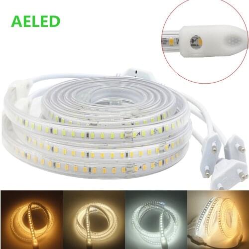 220V 2835 LED Strip IP67 Outdoor Light High Brightness Flexible LED Strip Lamp 120Leds/m Natural white Led Strip With EU Plug