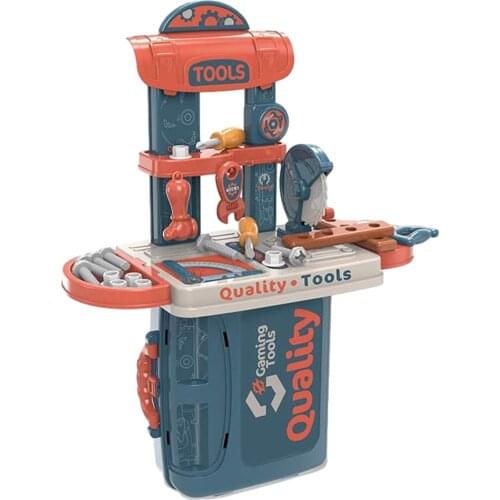 34pcs Simulation Wooden Construction Combination DIY Assembly Workbench Childrens Garden Repairing Tool Bench Toy Disassembly