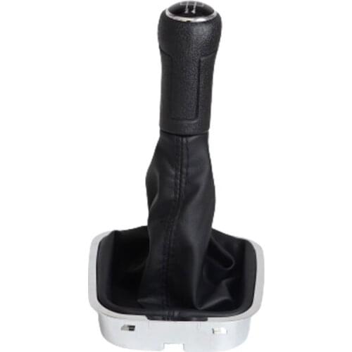 5 Speed Car Shift Gear Knob With Chrome Leather Boot For VW Polo 6R Polo Sedan 2010 2011 2012 2013 6R0.711.456B
