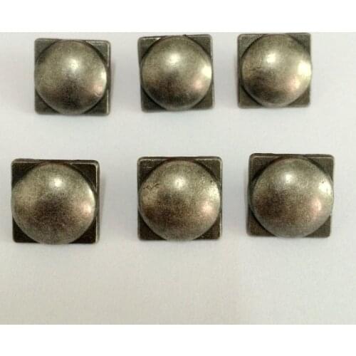 50PCS 14MM Antique Silver Square Rivet Punk Spike Square Round Studs Spikes Shoes Belt Bag Bracelets Accessories Leather Craft