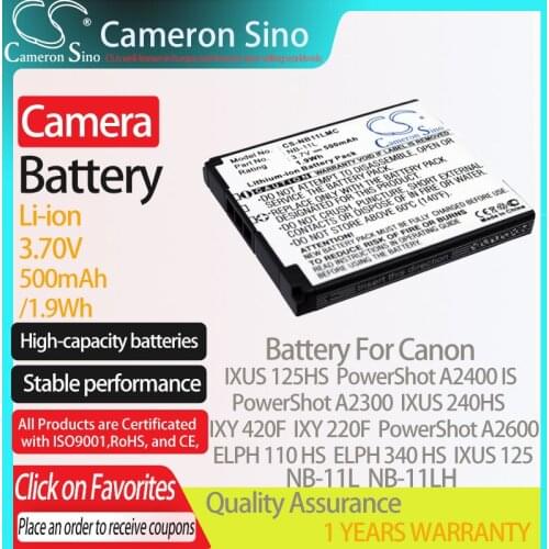 CameronSino Battery for Canon IXUS 125HS PowerShot A2300 IXY 420F IXUS 125 HS ELPH 110 HS fits Canon NB-11LH camera battery