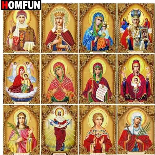 HOMFUN DIY 5D Diamond Painting "Religious figures" Full Diamond Embroidery Sale Picture Of Rhinestones For Festival Gifts
