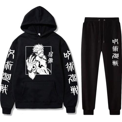 Anime Jujutsu Kaisen Graphic Men Women Jogging Hoodie Sweatpants Set Fashion Tracksuit Autumn and Winter Sportwear Suit