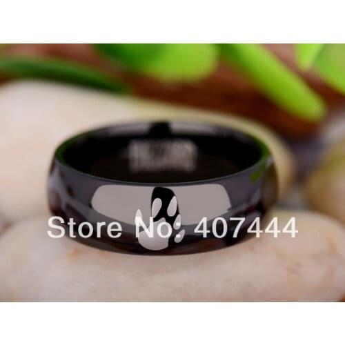 Free Shipping YGK JEWELRY Hot Sales 8MM Black Dome World of Warcraft Horde/Druid Tungsten Carbide Wedding Ring
