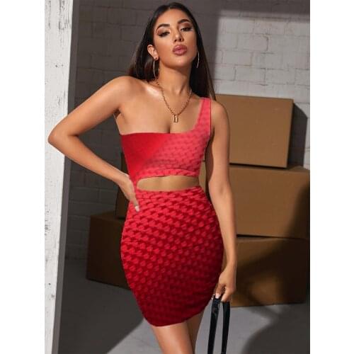 Giyu Brand Abstract Dress Women Psychedelic Bodycon Dress Red 3d Print Harajuku Pleating Womens Clothing Party New Beach Femme