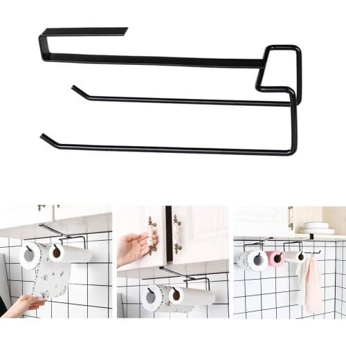 Roll Paper Holder for Kitchen Toilet Punch Free Wall Mount Towel Rack Household XH8Z