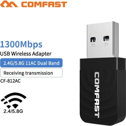 20pcs Dual Frequency 1300M Gigabit USB Mini Pc Receiver CF-812AC USB WiFi Adapter- 1300Mbps USB Wireless Computer Network AP