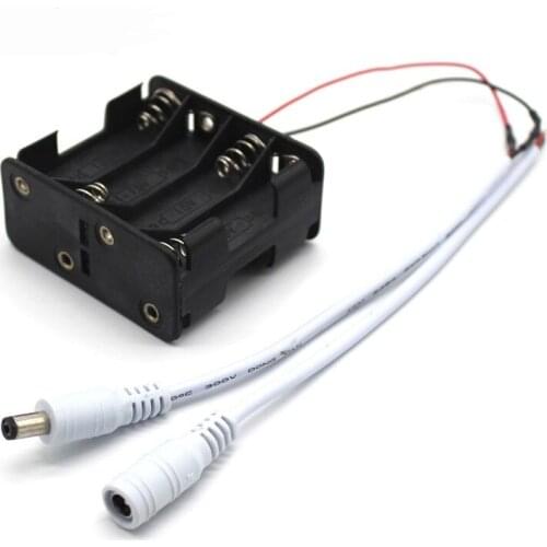 MasterFire 400pcs/lot 8AA 12V Battery Clip Slot Holder Storage Box Case Cover 8 x AA Batteries Stack with DC 5.5*2.1mm Connector