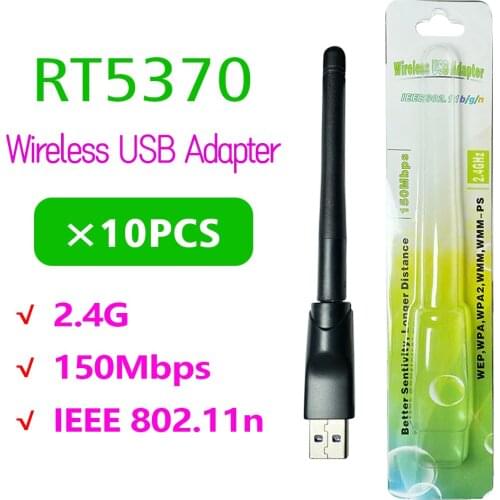 [10 PCS] RT5370 5370 WiFi Ralink Chip Polybag Packing 150Mbps 2.4GHz 802.11b/g/n USB2.0 Rotatable Wireless USB WiFi Antenna