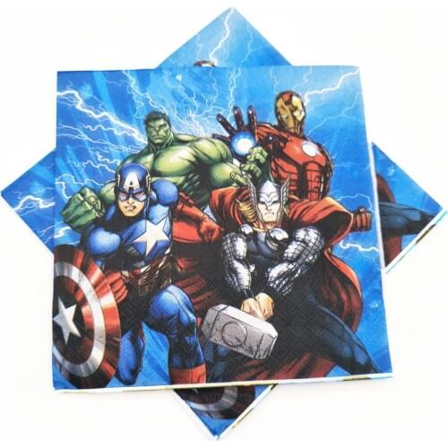 The Avengers Paper Napkins Party Supplies Chirdren Theme Birthday Baby Shower Napkin Paper Tissue Towels Favors 20pcs/set