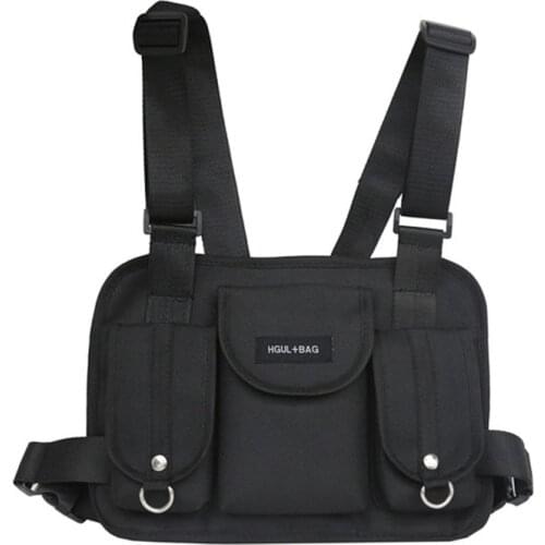 Men Chest Pack Rig Hip Hop Streetwear Unisex Cool Functional Tactical Shoulder Anti Theft Waist Bag Purse Punck Style Backpack