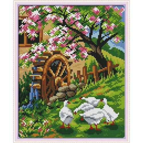 Spring in the garden 5D Diamond Painting Kit Scenery Pattern Cross Stitch Full Diamond Rhinestone Embroidery Set DIY Home Decor