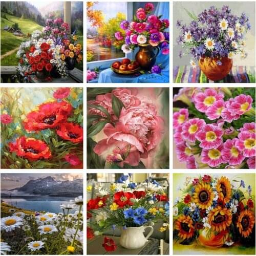 SDOYUNO Paint By Numbers Kits On Canvas Flowers DIY Frame 60x75cm Oil Painting By Numbers Handpaint Wall Art Home Decor