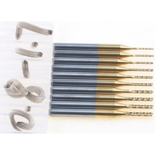 10pcs Titanium cutter mill 0.8mm-1.7mm End Mill Engraving Bits CNC Rotary Burrs Set