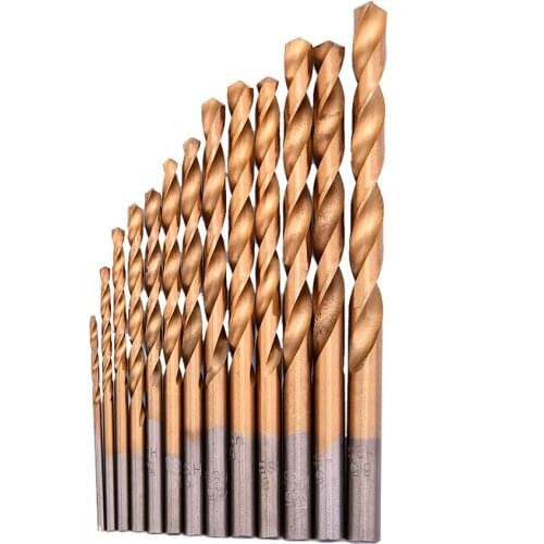 13pcs/set Twist Drill Bit Set HSS Plating Titanium Saw Metric System Woodworking Metal Platic Mini Drilling Tools High Quality