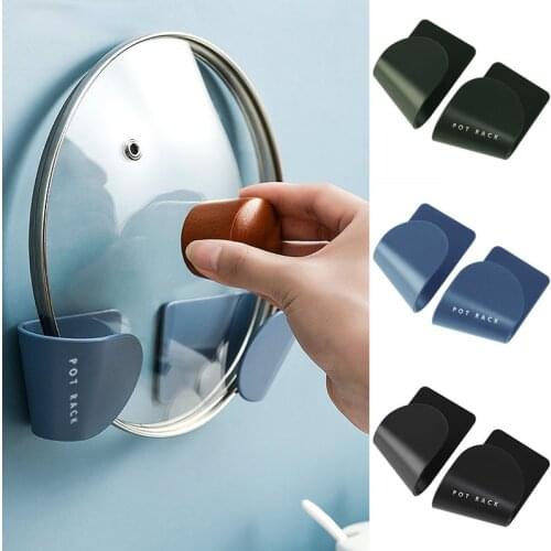 2pcs/Set Pot Lid Holder Wall-Mounted Hanging Holder for Pan Pot Cover Rack Kitchen Organizer Plastic Kitchen Storage Rack