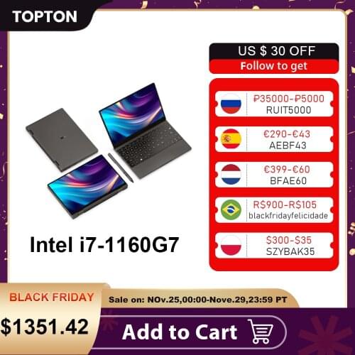 One-Notebook 10.1 Inch Pocket laptop i7-1160G7 16G RAM 512/1T SSD IPS Touch Screen Win10 OneMix4 Platinum Netbook Computer