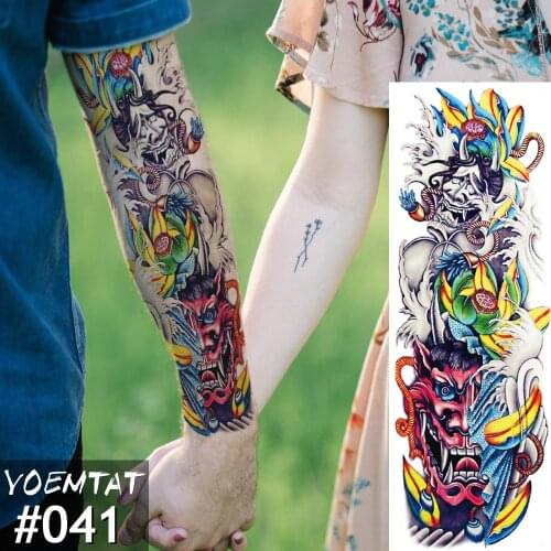 New 1 Piece Temporary Tattoo Sticker Color Full Flower Tattoo with Arm Body Art Big Large Fake Tattoo Sticker