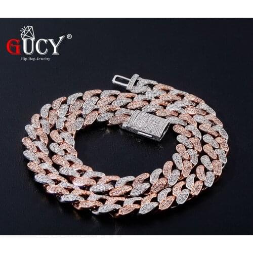 New 14mm Miami Cuban Link Necklace Bling AAAA Zircon Charm Mens Hip Hop Chain Women Jewelry For Gift