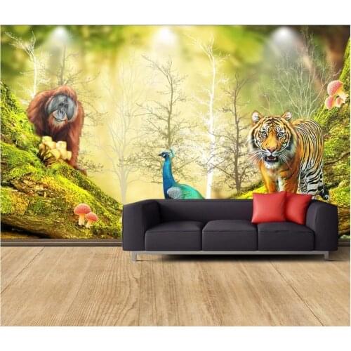 Custom photo wallpaper 3d murals wallpaper for walls 3 d HD cartoon animal woods background wall decorative painting wall papers