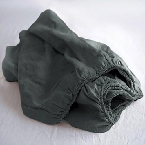 Linen Bed Fitted Sheet With Elastic Band 200*200 Mattress Pad 180*200 Soft Bed Linen Cover Bedspread 90 coberta de cama de casal