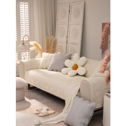 Nordic Simple Double-sided Cotton Embroidery Sofa Cover Seasons Universal Corner Sofa Towel Slipcovers Cushion For Living Room
