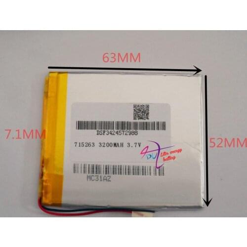 Tablet battery Size 715263 3.7V 3200mah tablet battery with Protection Board For PDA Tablet PCs Digital Products