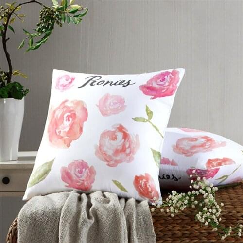 Pink Rose Pillow Cover Sofa Cushion Cover Fashion Printing Sofa Chair Pillow Cover Bed Pillow Cover Home Decoration