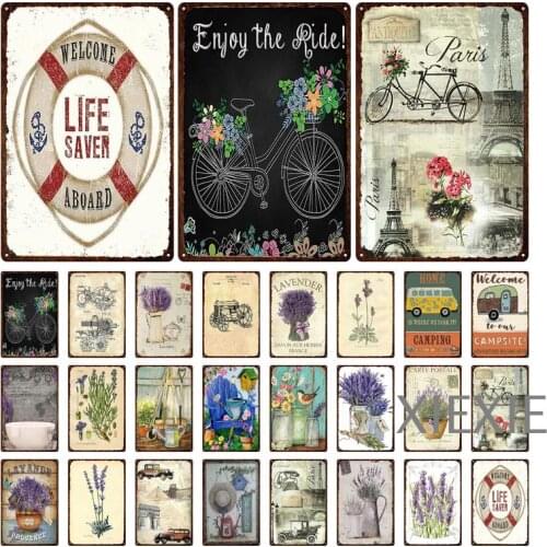 Garden Flowess Lavender Metal Sign Plaque Metal Vintage Life City Tin Sign Wall Decor for Houes Cafe Garden Retro Iron Posters