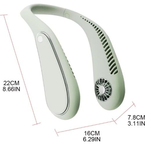 Neckband Fan USB Rechargeable Battery 3 Wind Speeds Headphone Design Bladeless Necklace Fan Mute for Outdoor Sports Travel