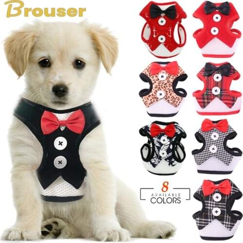 Adjustable Dog Cat Harness Leash Necktie Soft Breathable Mesh Elegant Bow Collar Traction Rope For Kitten Puppy Pet Accessories