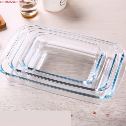 Glass Baking Pan Rectangular Oval Simple Baked Rice Pan High Borosilicate Heat-resistant Microwave Oven Baking Pan