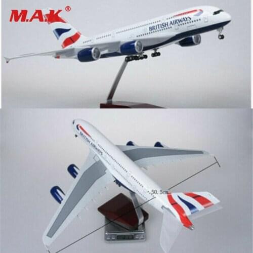 In stock For Collection A380 1/160 BRITISH AIRWAYS Aircraft Model LED Light Passenger Airplane in stock
