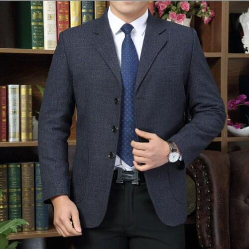 Middle-aged spring jacket men thin blazer masculino slim fit casaco jaqueta masculina coats mens casual suit autumn black grey