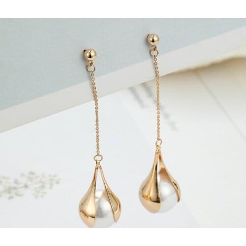 Long Pearl Earrings for Female Girls Tassel Earrings Simulated Pearl Pendants Dangle Earrings Korean Fashion aretes de mujer