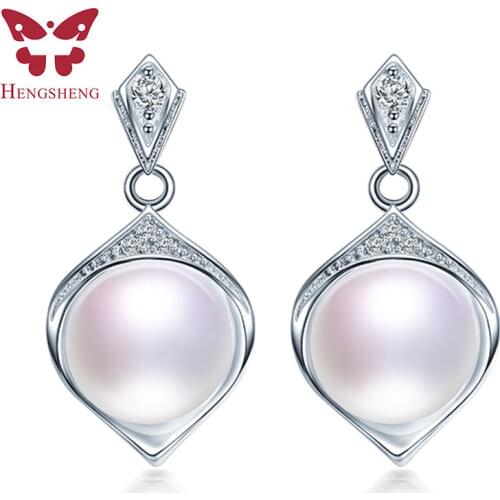 Shield 9-10mm Genuine Pearl Earrings, 925 Sterling Silver Earrings for Women Wedding Earrings Silver 925 Jewelry Fine Jewelry